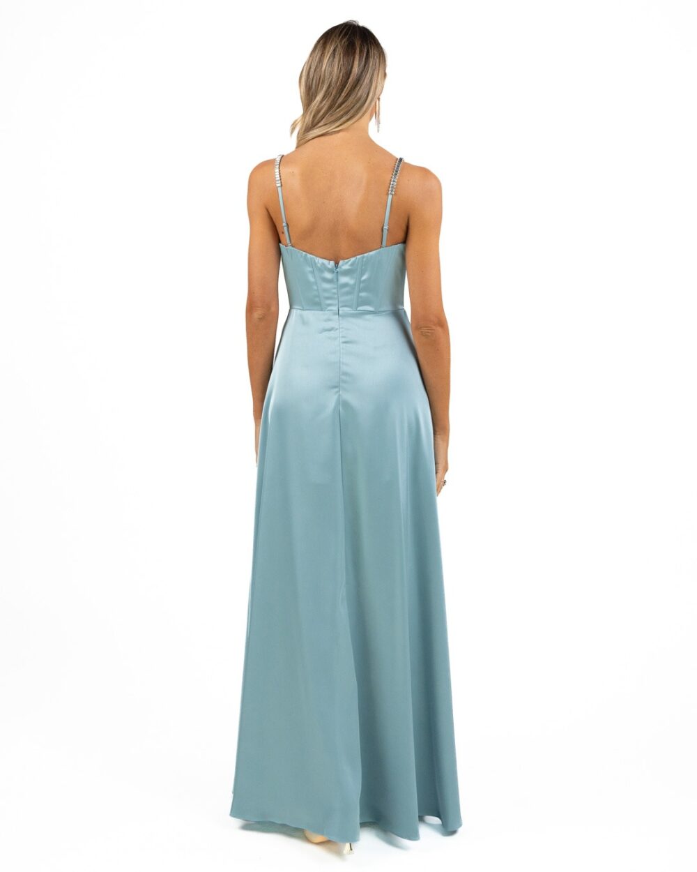 Berti Mode Collection - Abito lungo raso azzurro - immagine 2