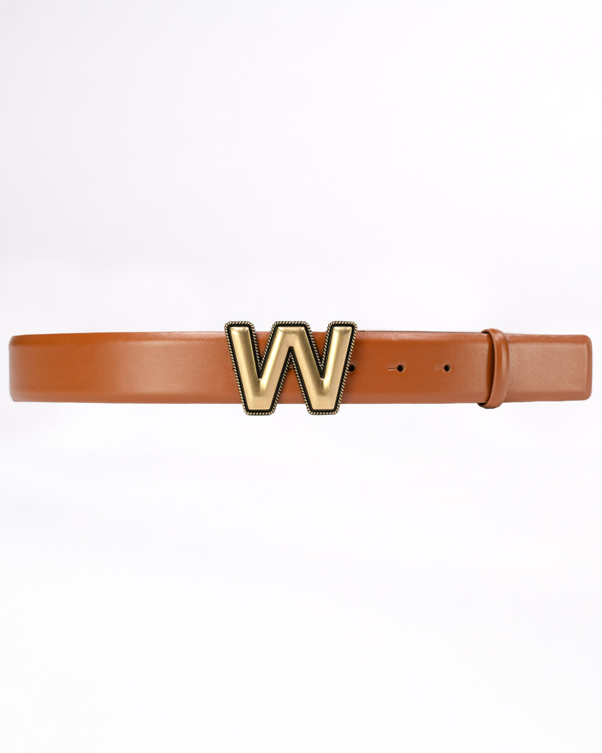 Max Mara - Cintura con logo color cuoio
