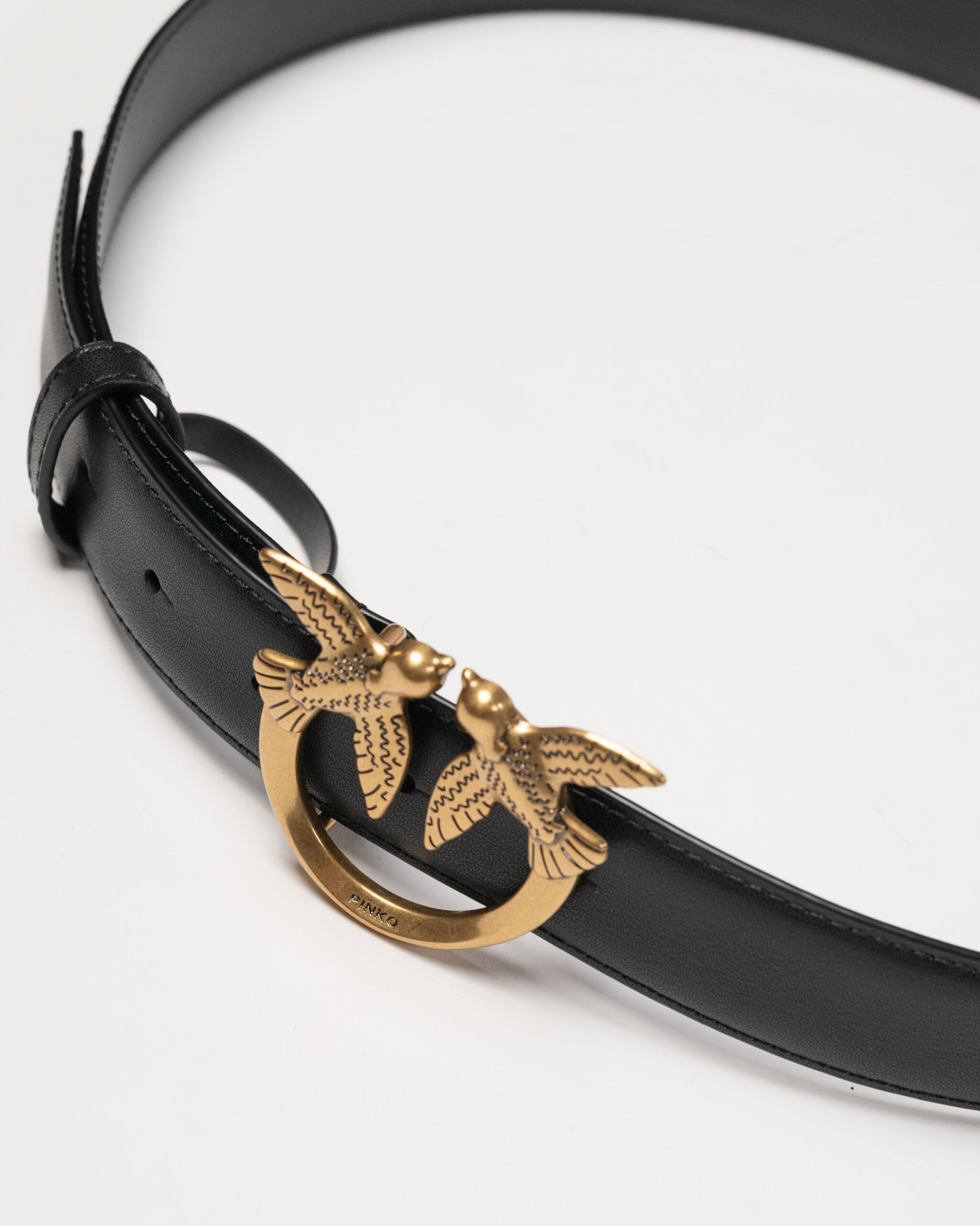 Pinko - Cintura nera con logo oro
