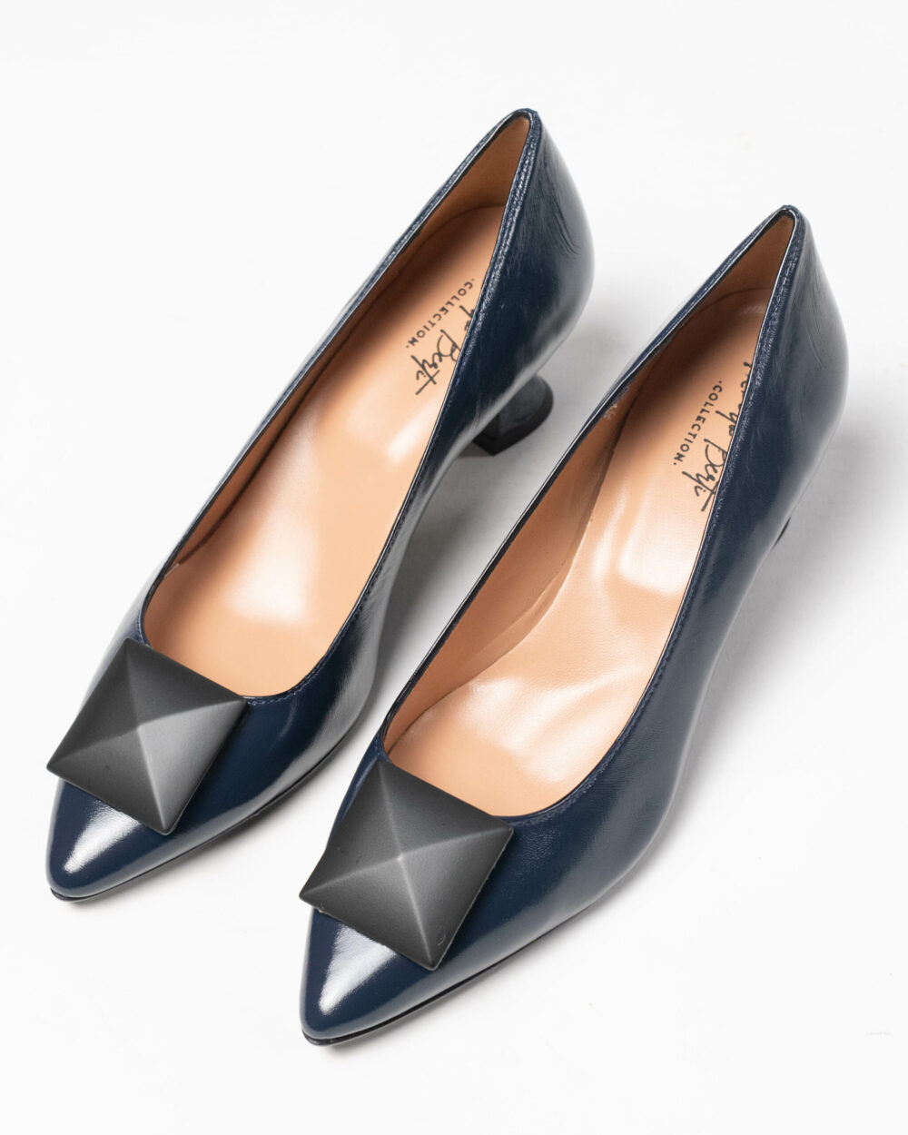 Roberto Berti Collection - Ballerina con tacco blu e borchia frontale - immagine 2