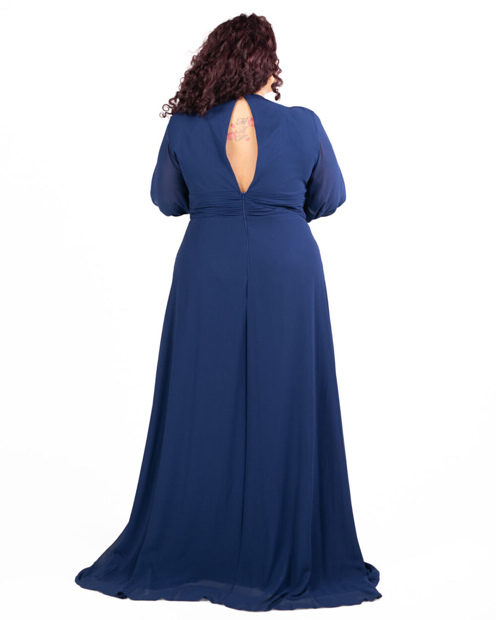 Berti Mode Collection - Abito da cerimonia curvy con scollo a goccia e maniche aperte blu royal - immagine 5