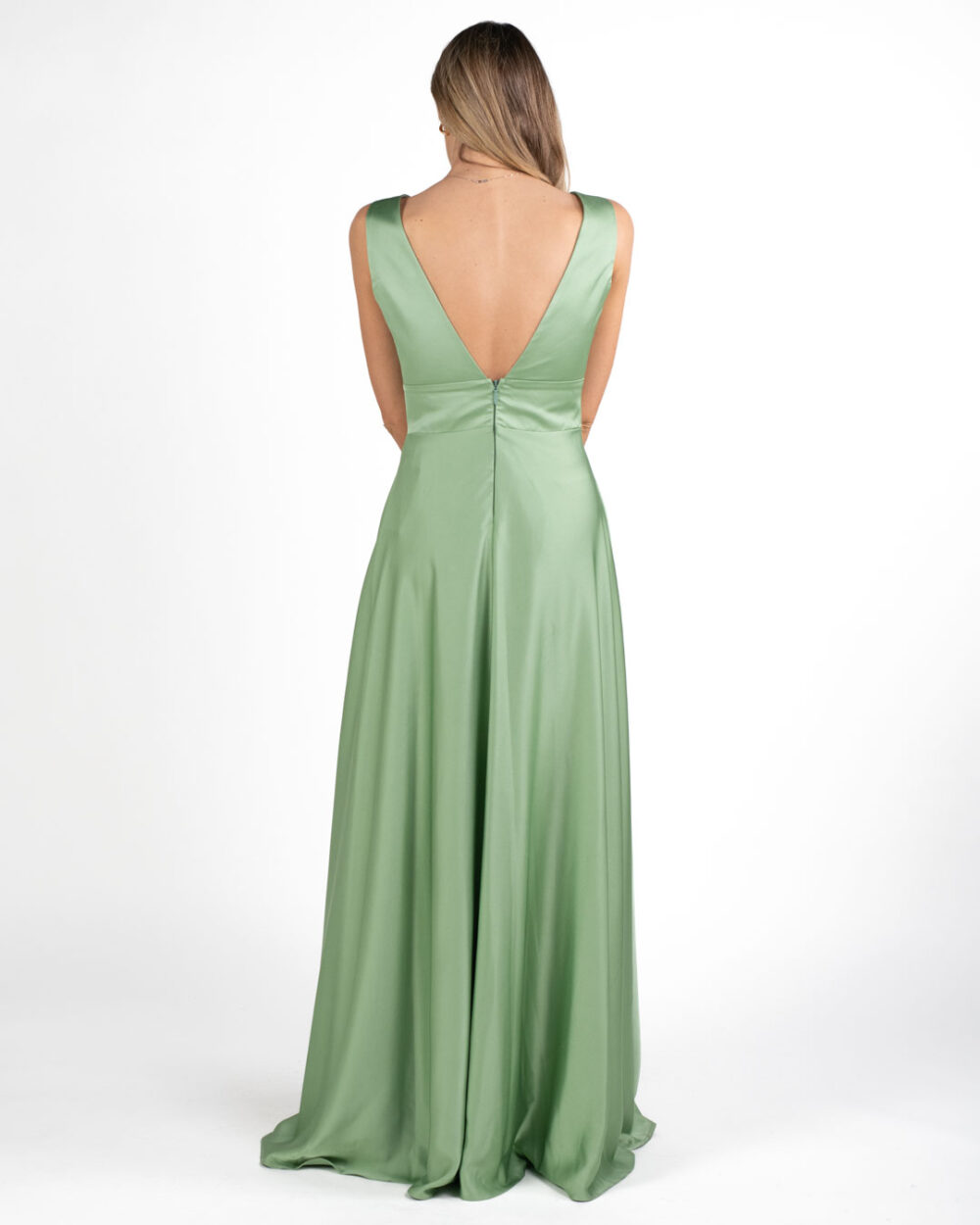 Berti Mode Collection - Abito in raso verde salvia - immagine 5