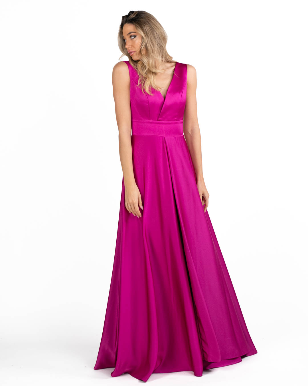 Berti Mode Collection - Abito in raso fucsia
