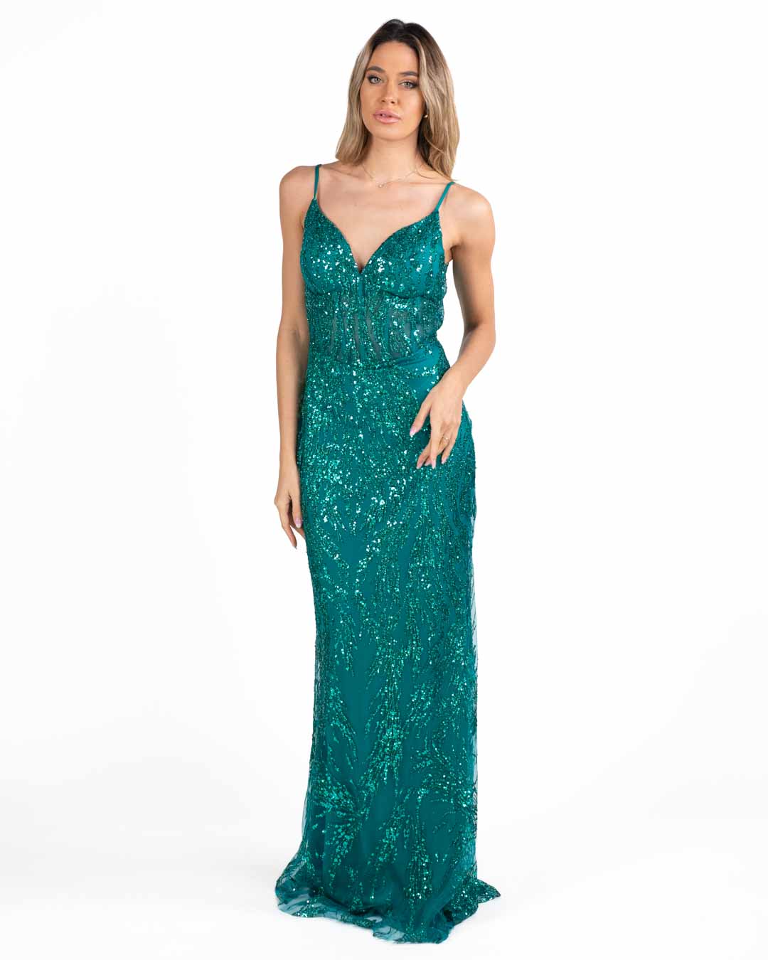 Berti Mode Collection - Abito a sirena in paillettes verde