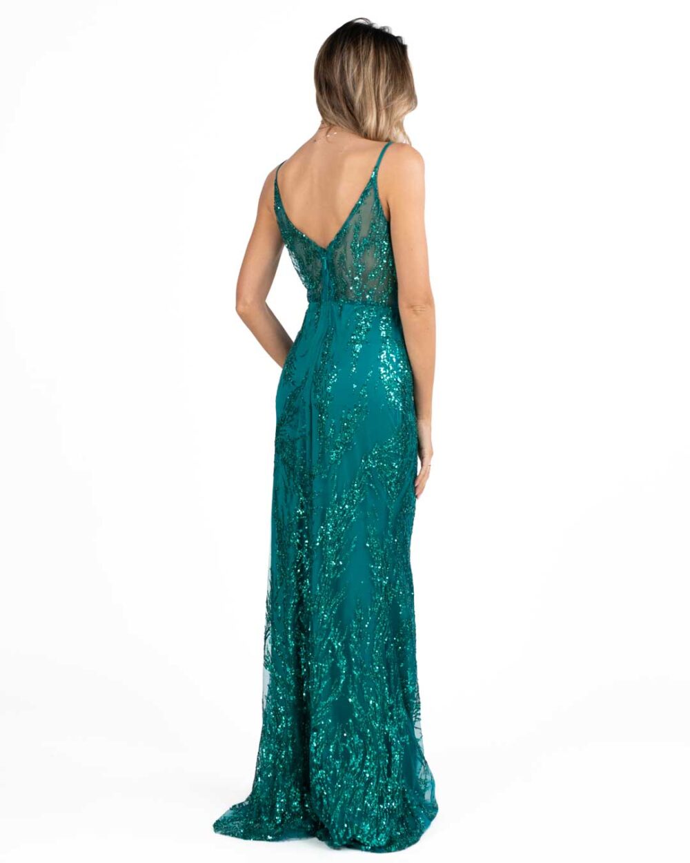 Berti Mode Collection - Abito a sirena in paillettes verde - immagine 2