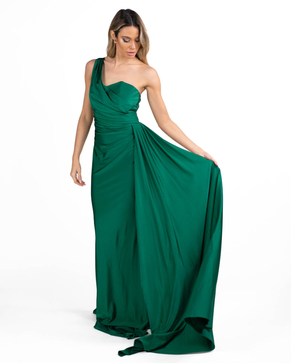 Berti Mode Collection - Abito verde monospalla - immagine 4
