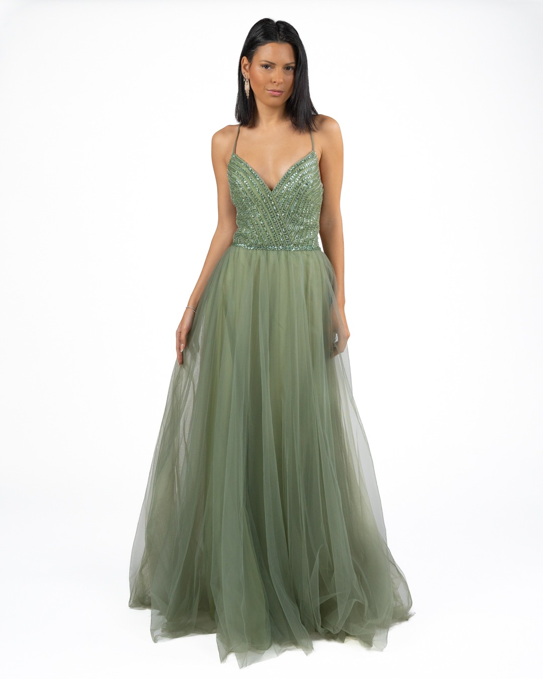 DEAR DRESS - Abito corpetto in perline e gonna in tulle
