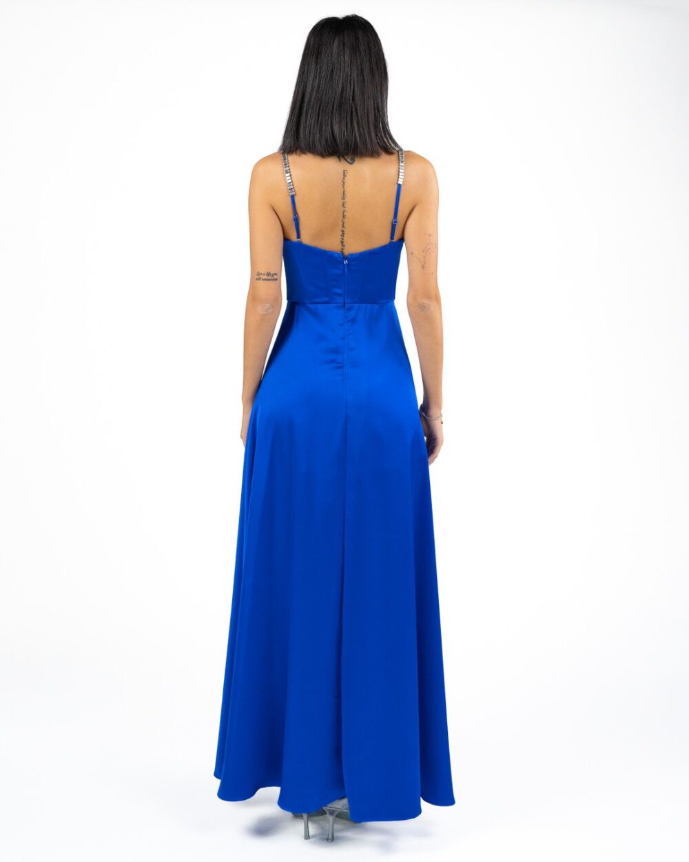 Berti Mode Collection - Abito lungo raso bluette - immagine 2