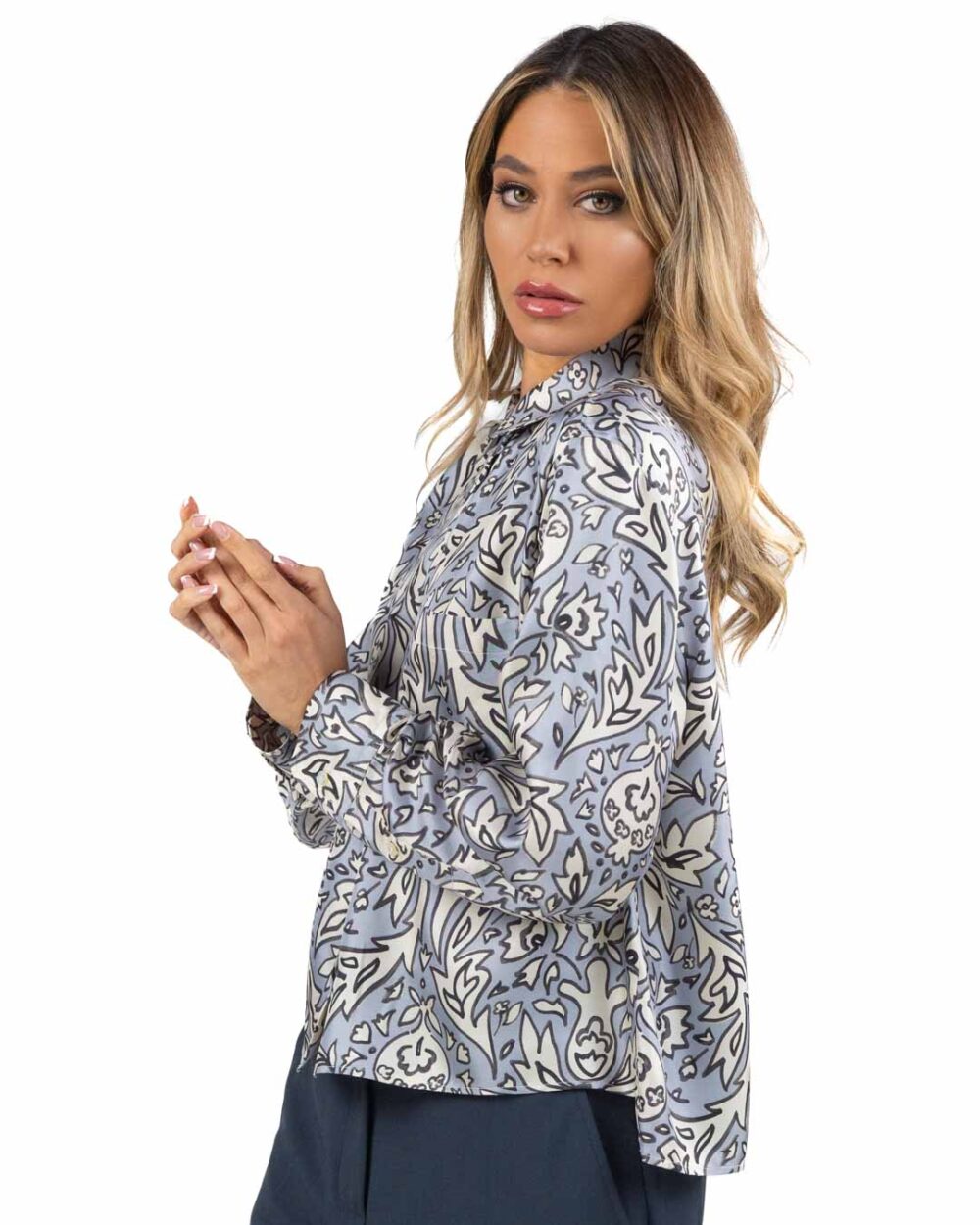 WEEKEND MAX MARA - Camicia twill pura seta in fantasia - immagine 2