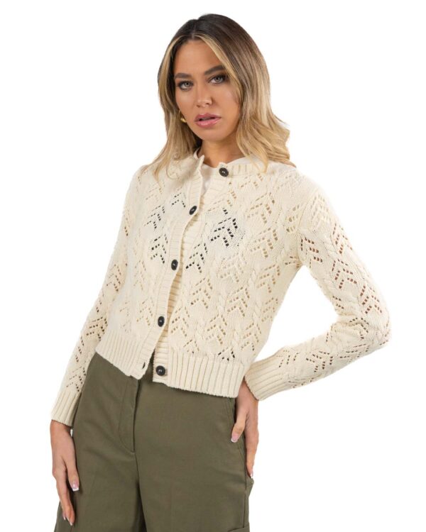 WEEKEND MAX MARA - Cardigan filato cotone tinta ecrù - 42