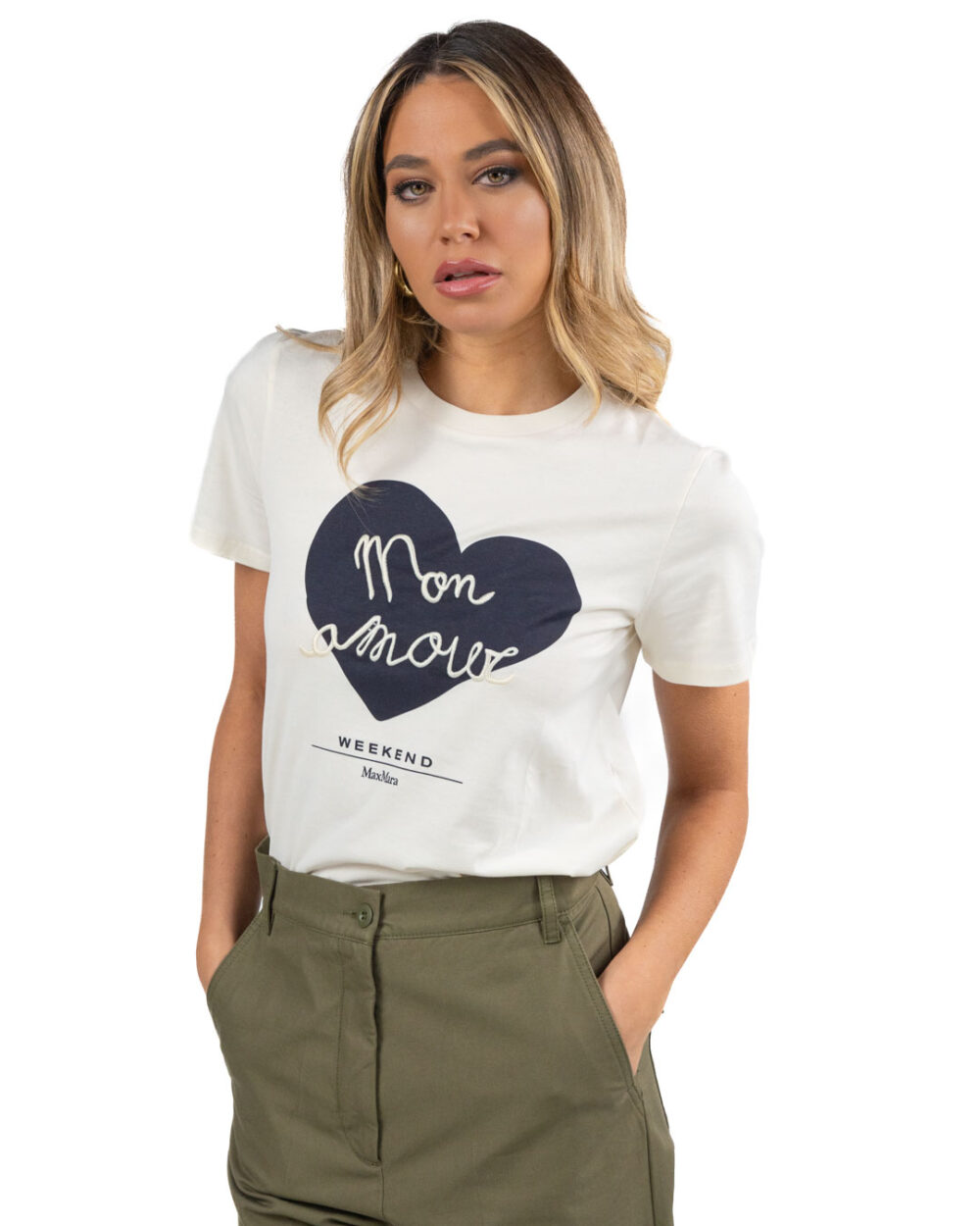WEEKEND MAX MARA - T-shirt jersey di cotone avorio - immagine 2
