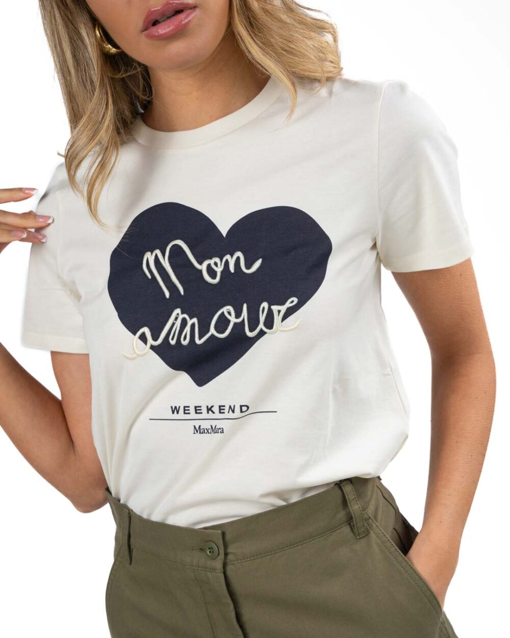 WEEKEND MAX MARA - T-shirt jersey di cotone avorio - immagine 3
