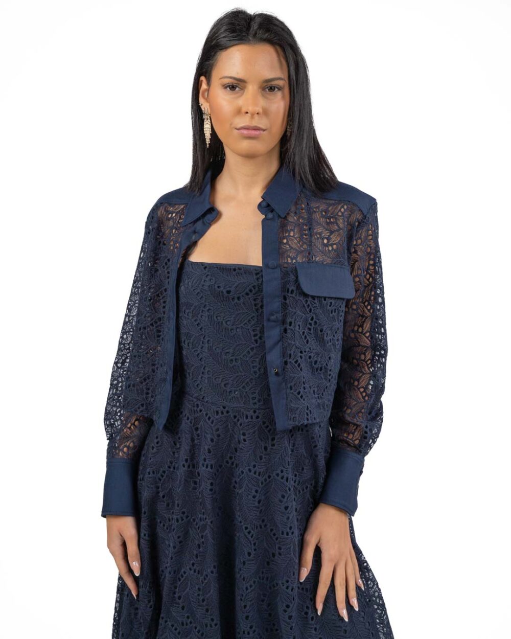 MARELLA - Polo in pizzo sangallo blu - immagine 2