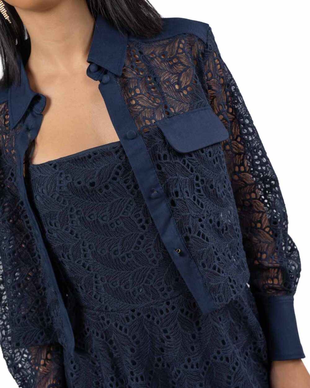 MARELLA - Polo in pizzo sangallo blu - immagine 3