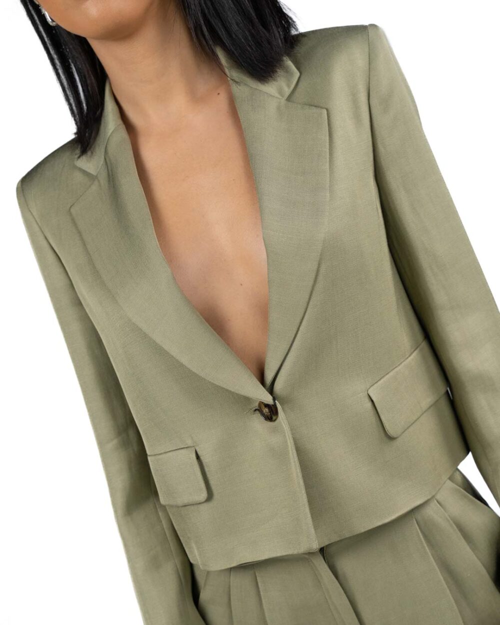 MARELLA - Giacca in Twill di Viscosa Kaki - immagine 3
