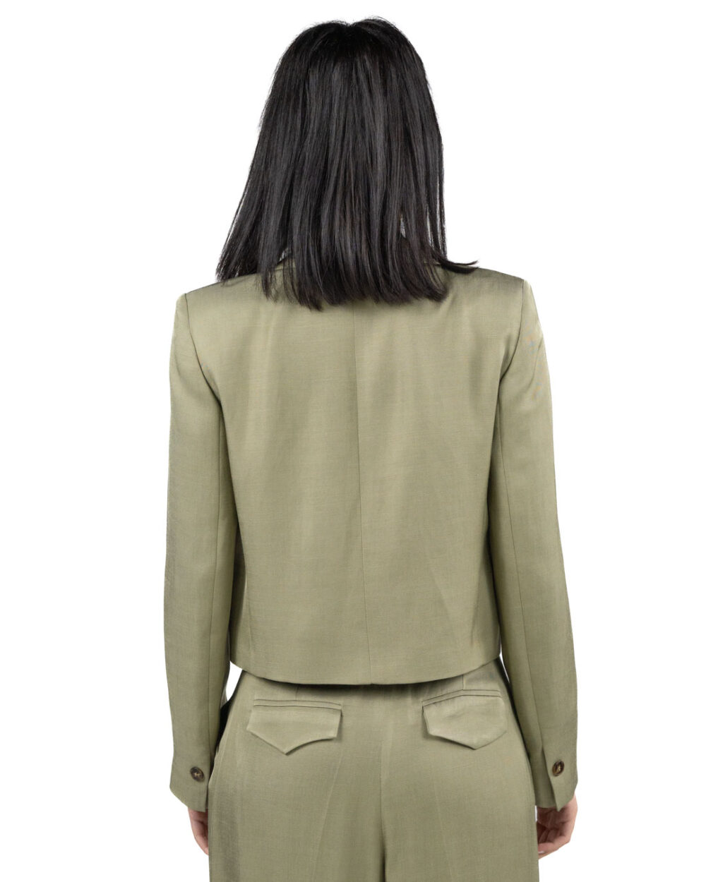 MARELLA - Giacca in Twill di Viscosa Kaki - immagine 4