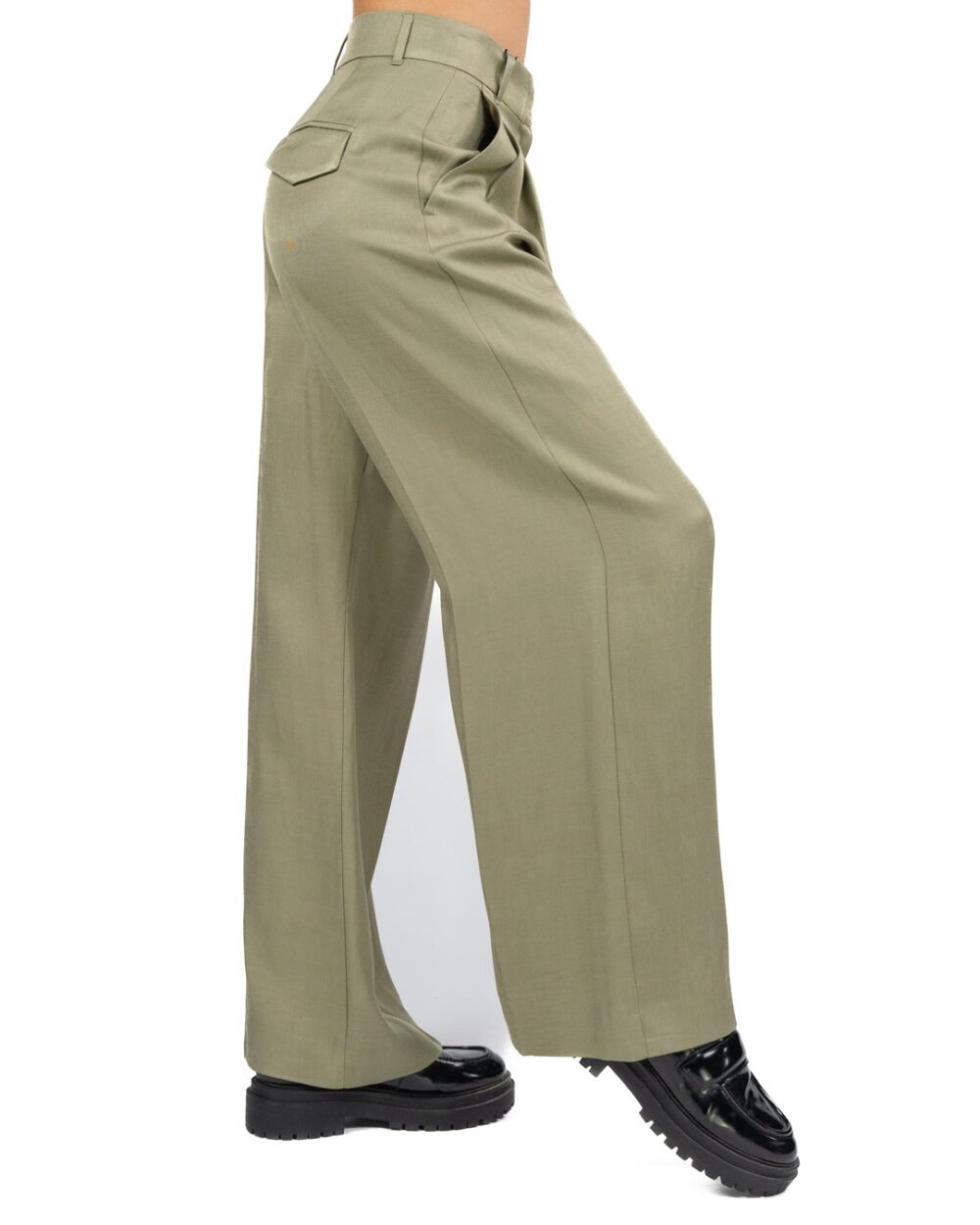 MARELLA - Pantalone in Twill di Viscosa Kaki - immagine 2