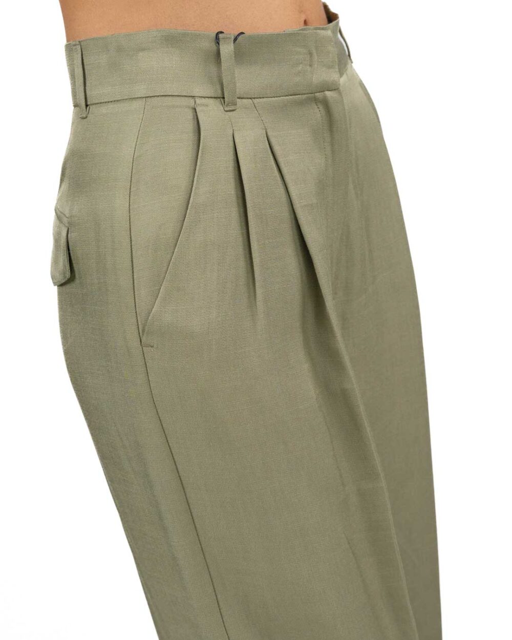 MARELLA - Pantalone in Twill di Viscosa Kaki - immagine 4