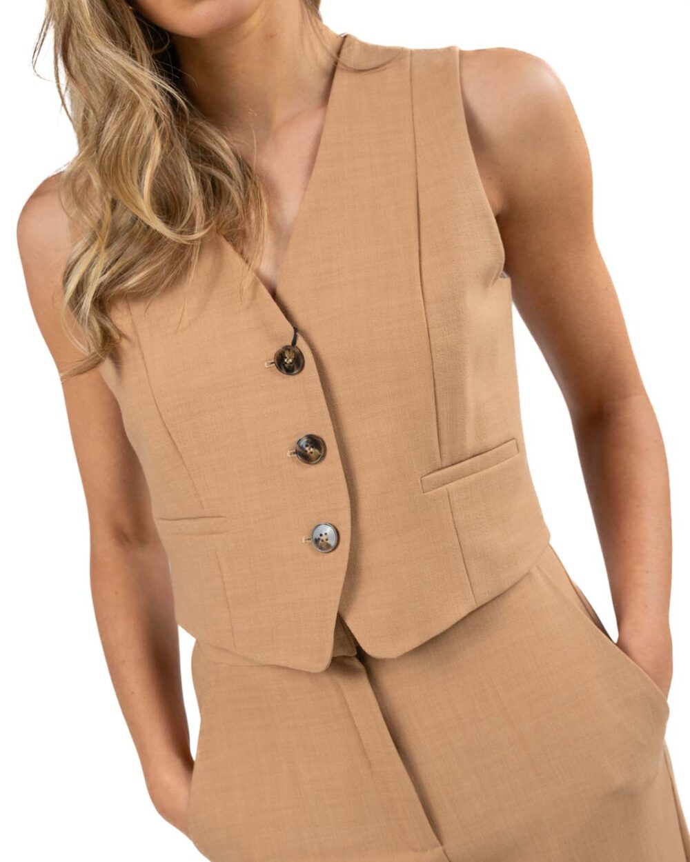 MARELLA - Completo gilet e pantalone tinta tabacco - immagine 2