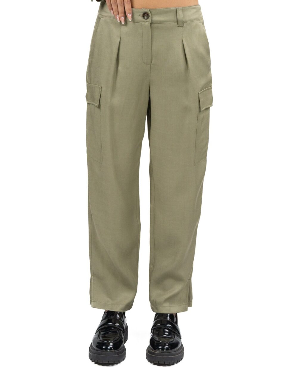 MARELLA - Pantalone cargo in twill tinta kaki - immagine 2