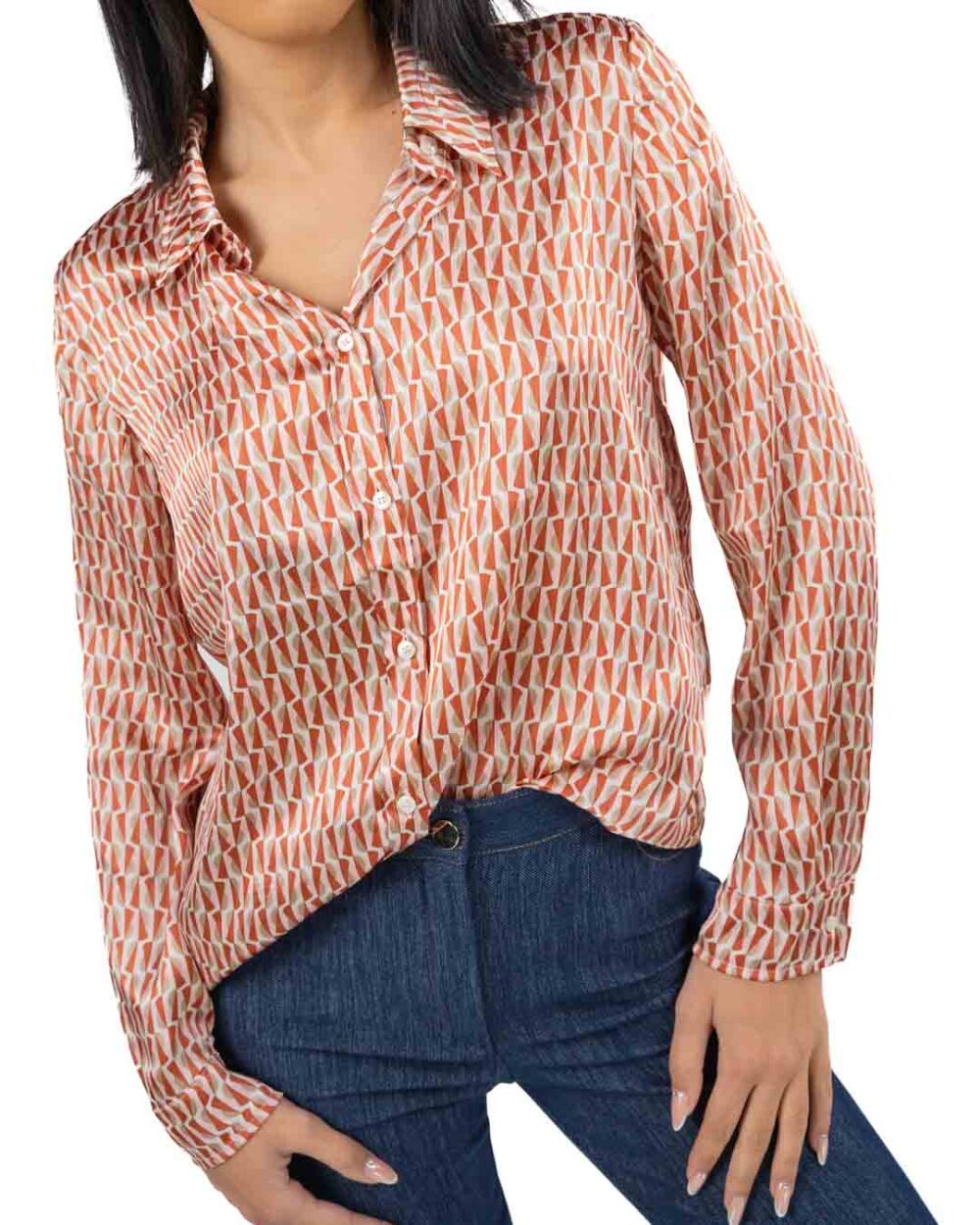 EMME MARELLA - Camicia fantasia tinta mattone - immagine 2
