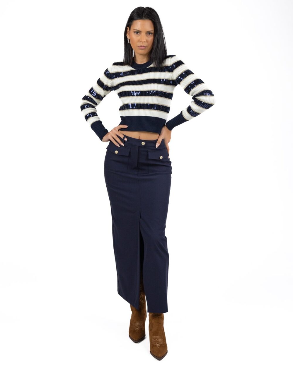 PENNYBLACK - Maglia a righe bianca e blu