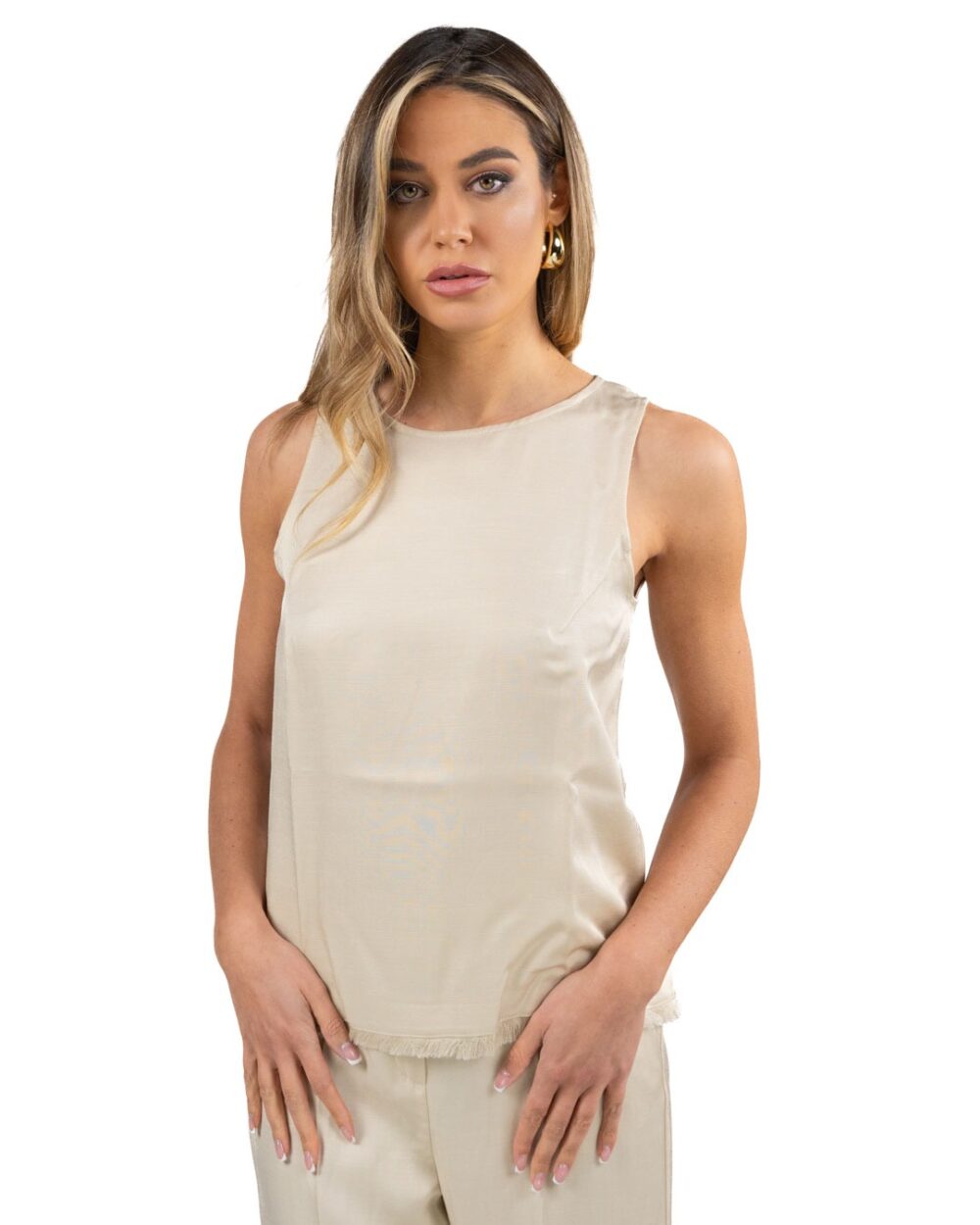 EMME MARELLA - Top beige lino