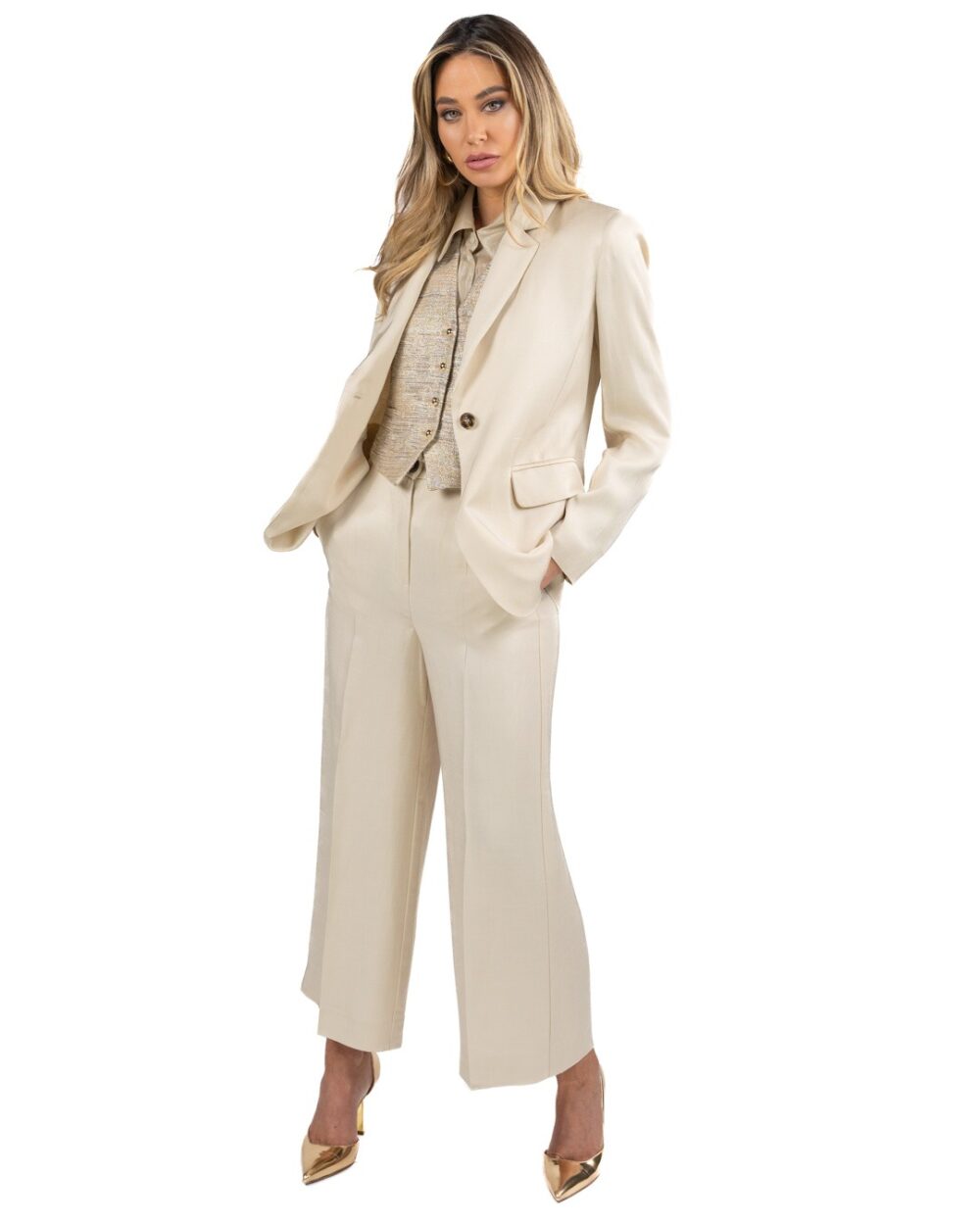 EMME MARELLA - Giacca in twill tinta beige
