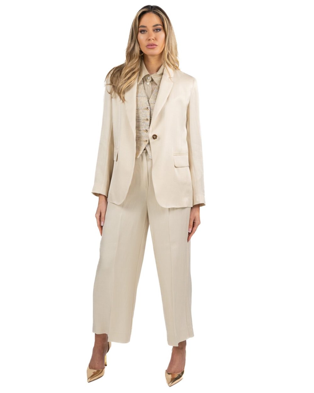 EMME MARELLA - Giacca in twill tinta beige - immagine 2