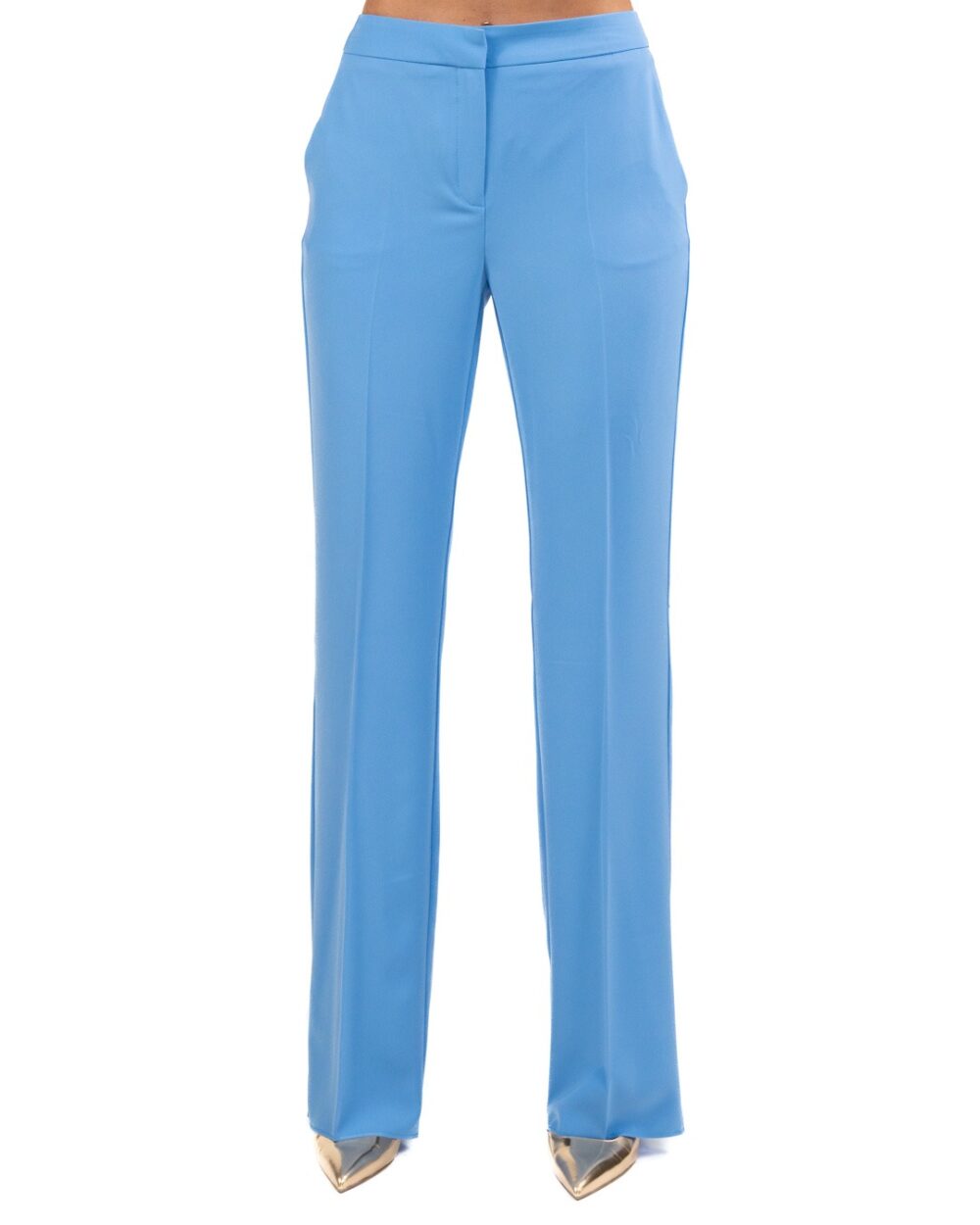 EMME MARELLA - Pantalone palazzo in tessuto tecnico azzurro - immagine 2