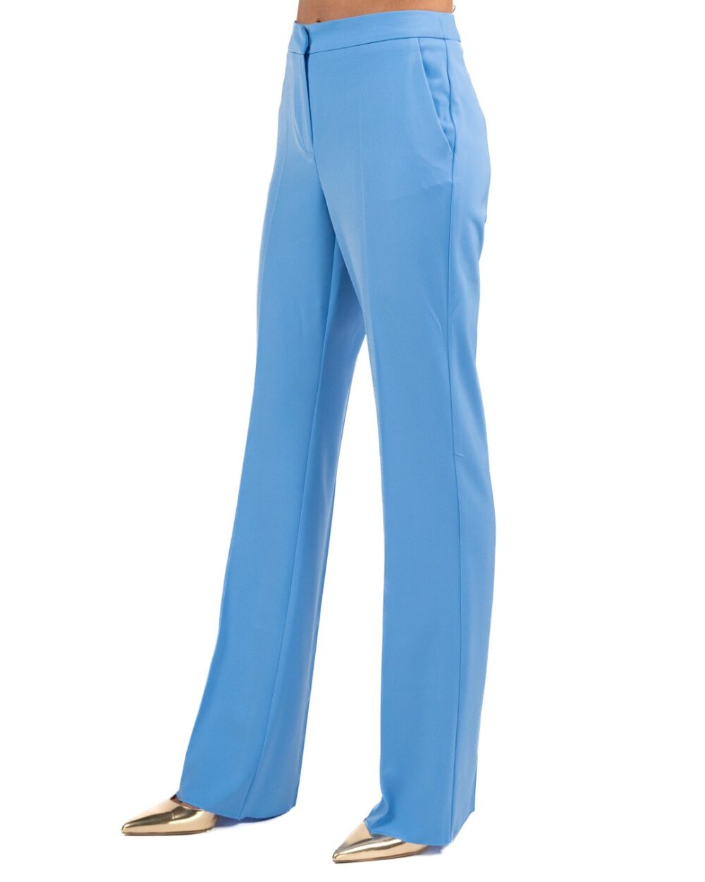 EMME MARELLA - Pantalone palazzo in tessuto tecnico azzurro - immagine 3