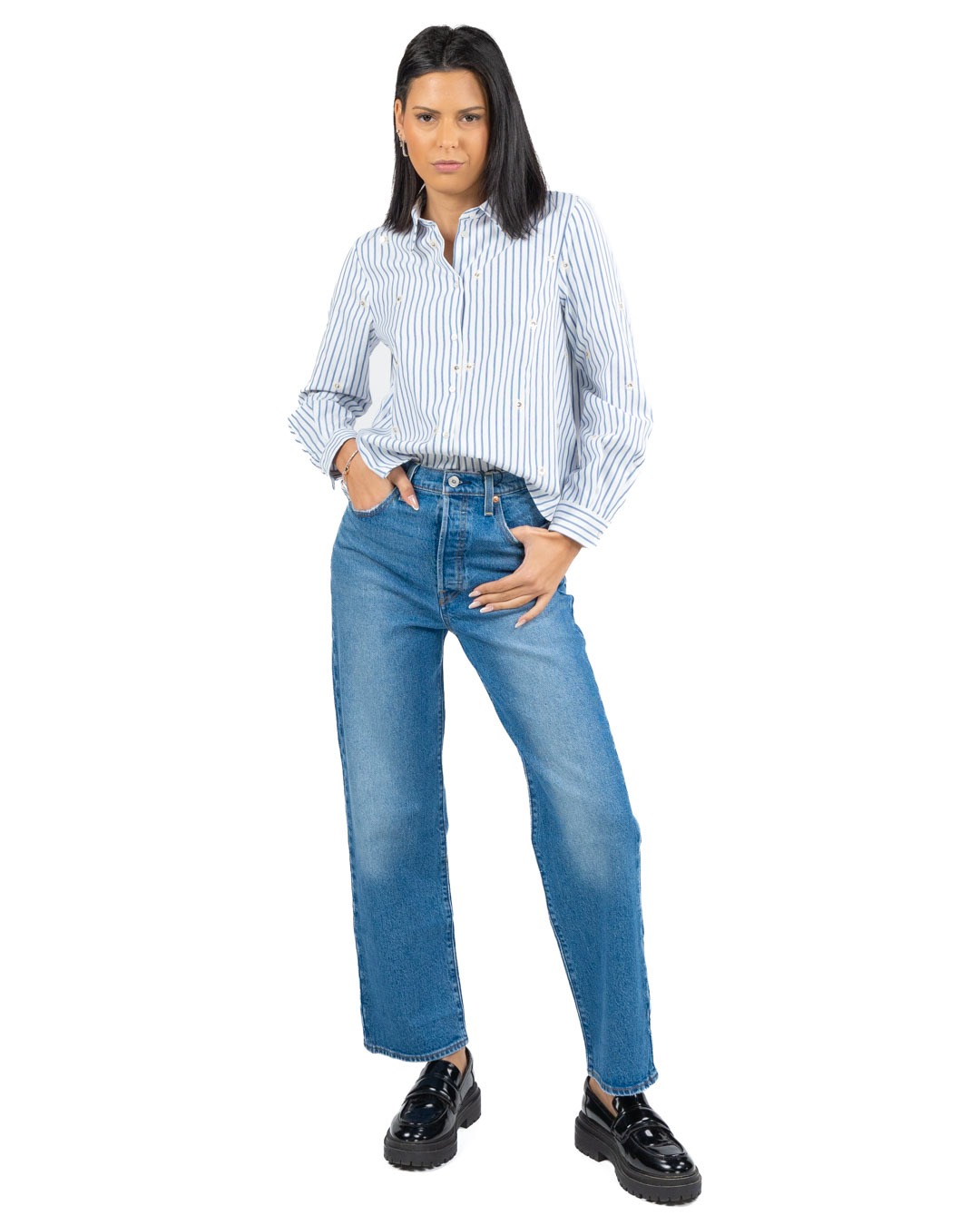 EMME MARELLA - Camicia a Righe con applicazioni