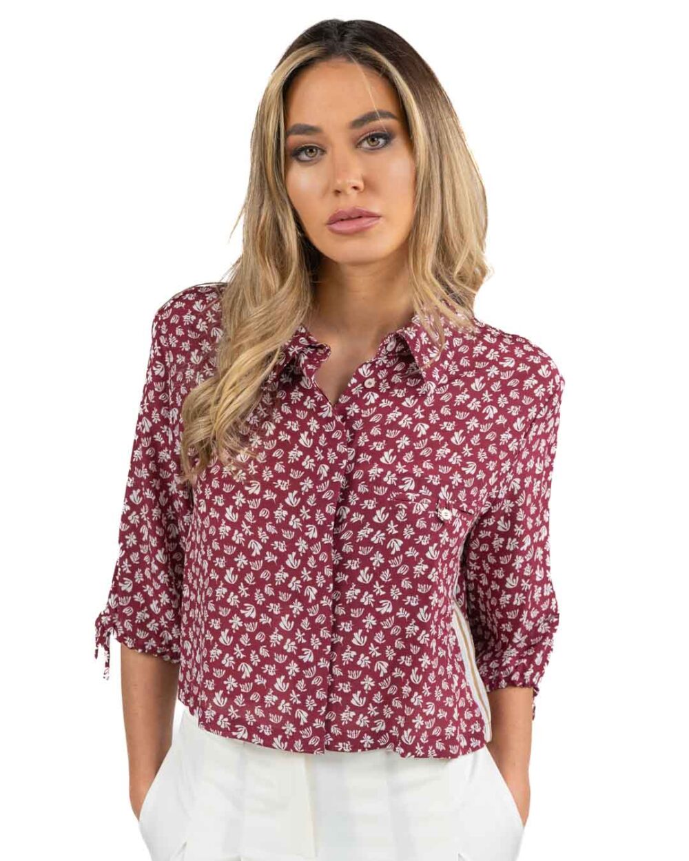 MARELLA - Camicia Crepe de Chine Bordeaux - immagine 2