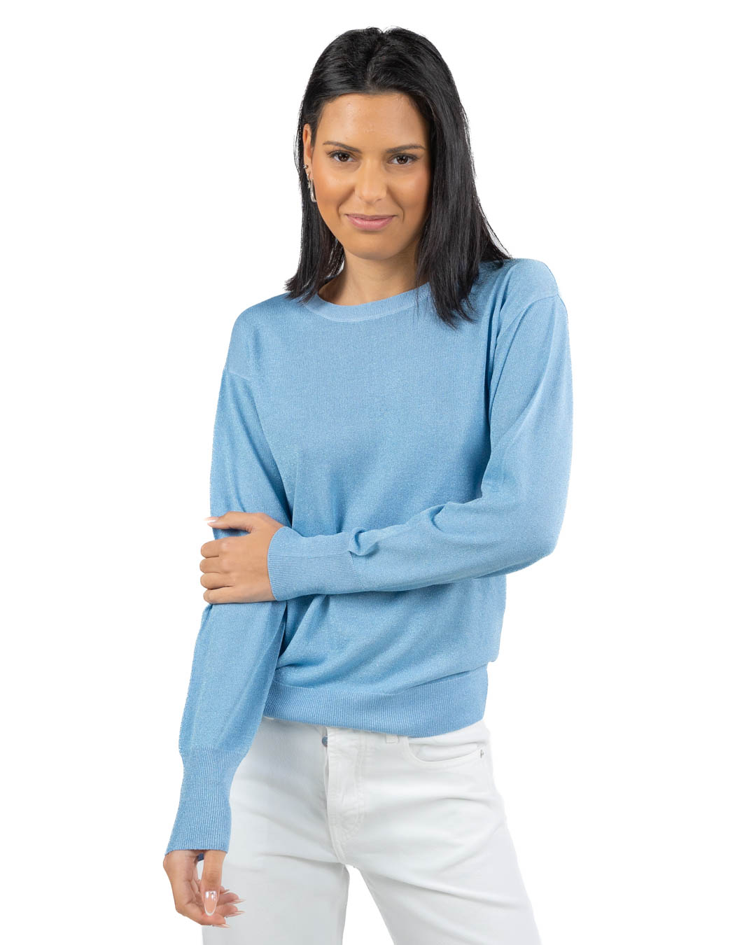 EMME MARELLA - Maglia lurex azzurra