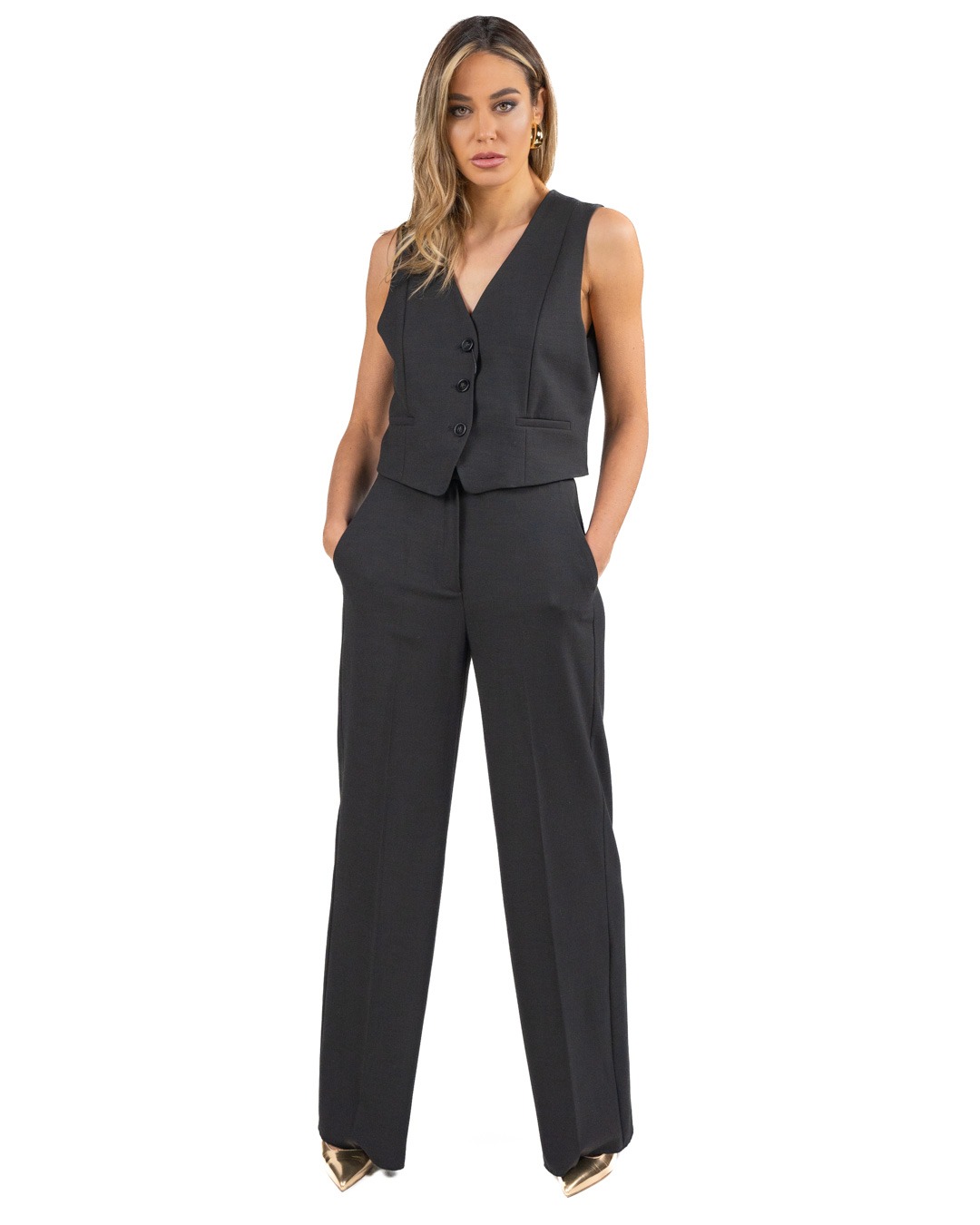 EMME MARELLA - Completo gilet e pantalone nero
