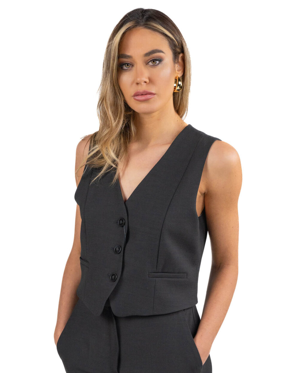 EMME MARELLA - Completo gilet e pantalone nero - immagine 2