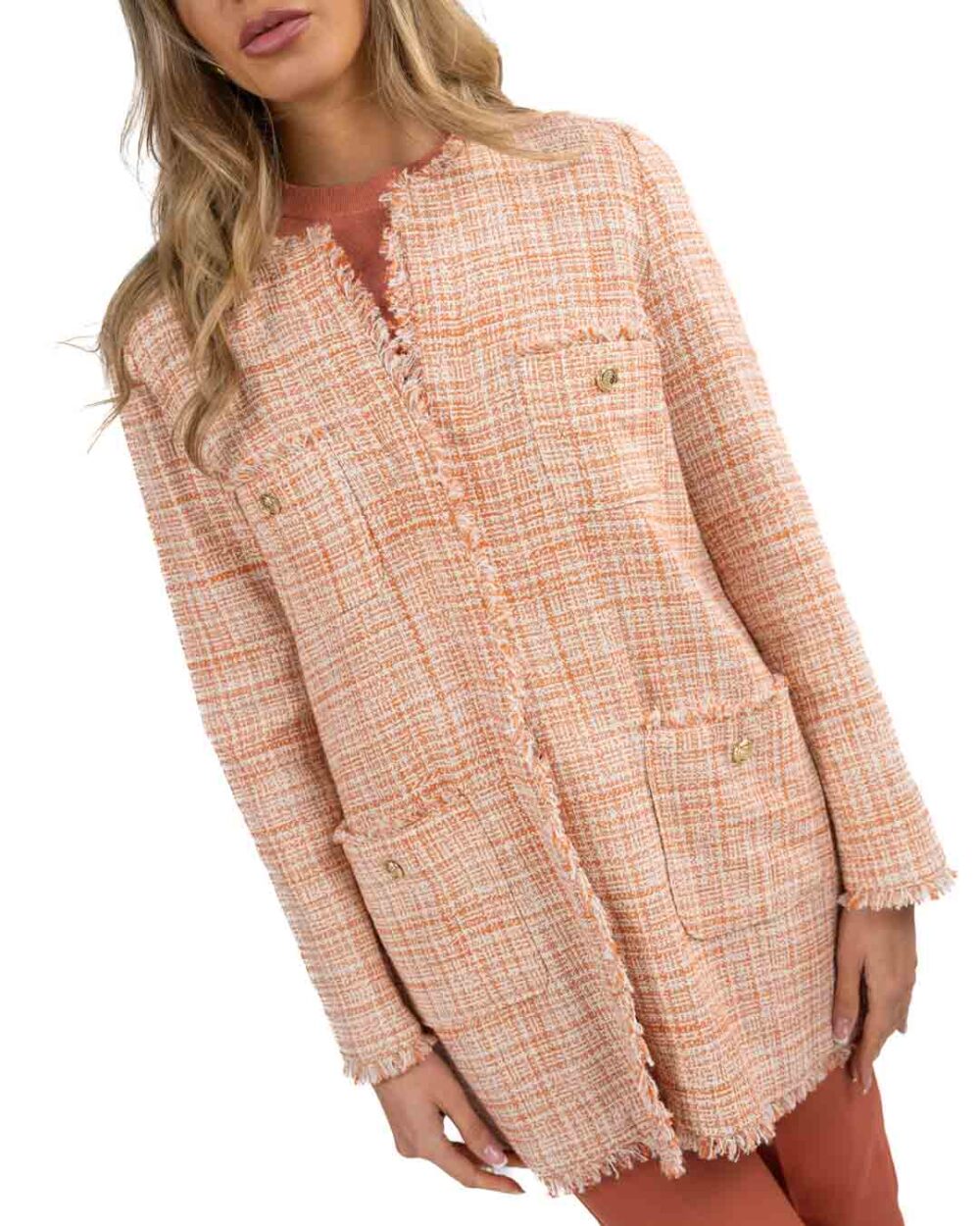 EMME MARELLA - Cardigan lungo tinta mattone e burro - immagine 3