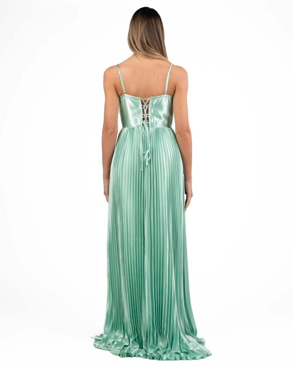 Berti Mode Collection - Abito in raso verde salvia - immagine 3