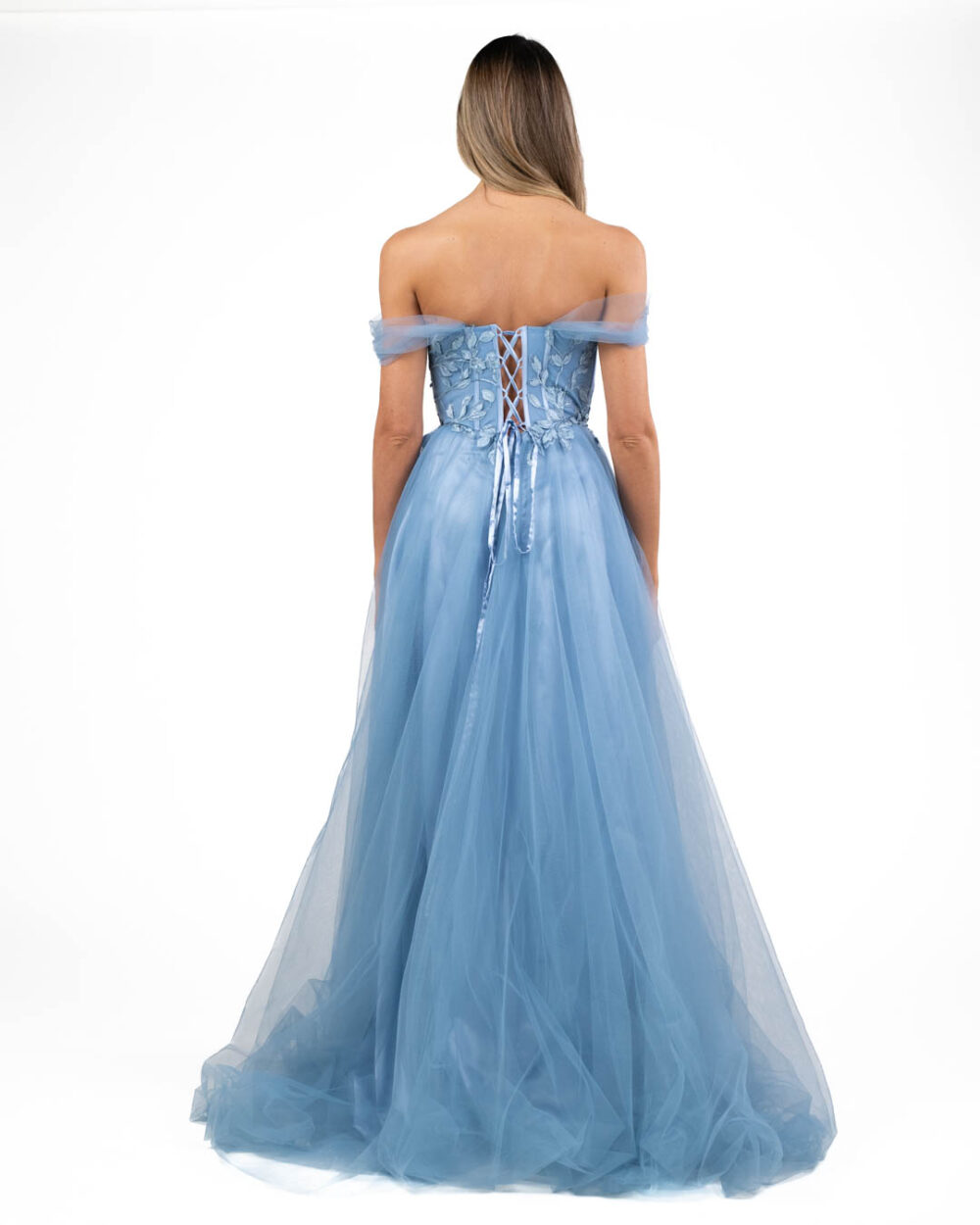 Berti Mode - Abito lungo in tulle azzurro - immagine 4