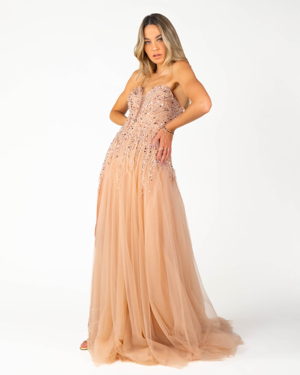 Berti Mode Collection - Abito rosa con scollo a cuore e paillettes - immagine 3