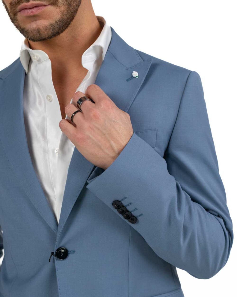 Langella - Abito in fresco lana azzurro - immagine 3