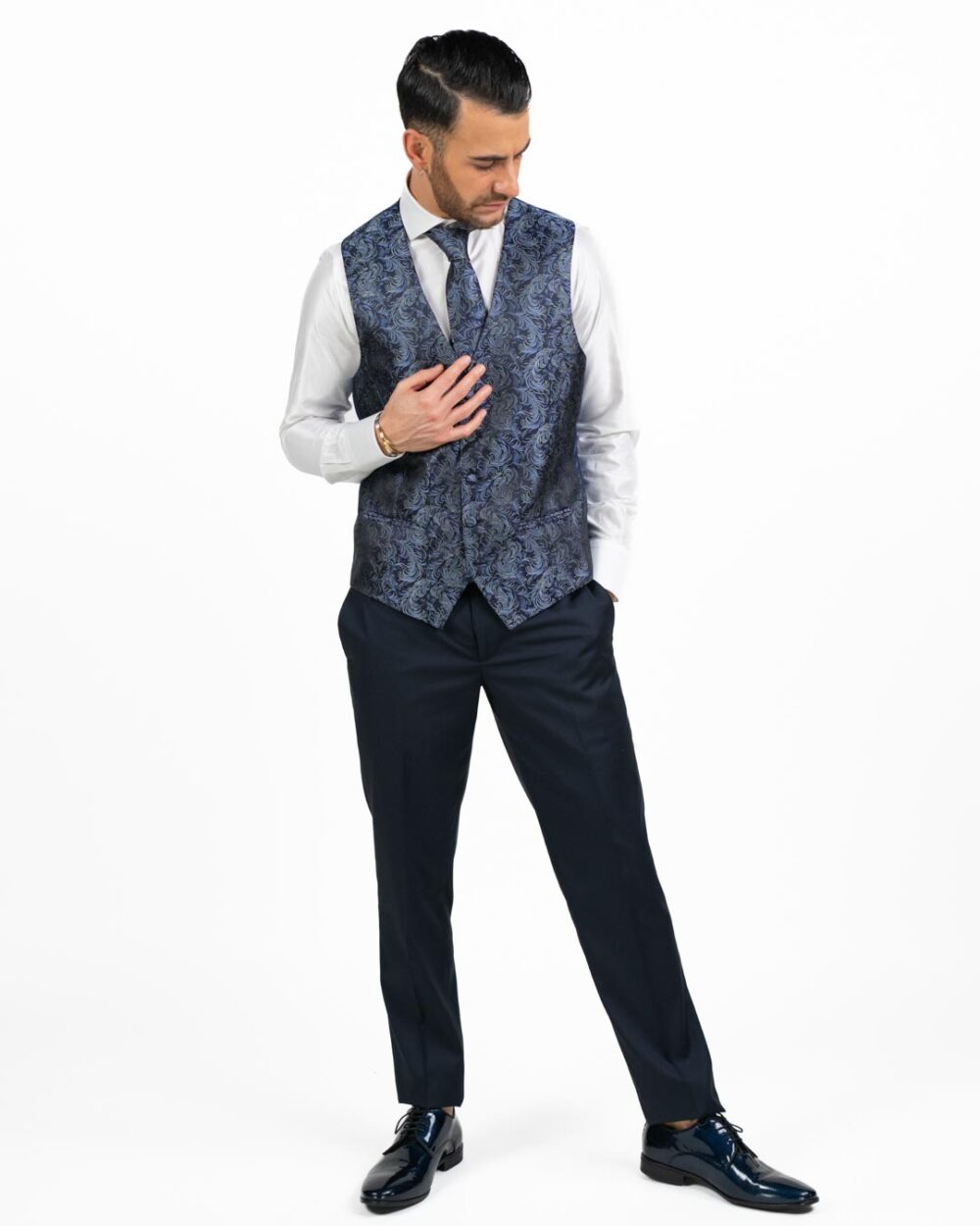 Lebole - Gilet in fantasia blu notte - immagine 3