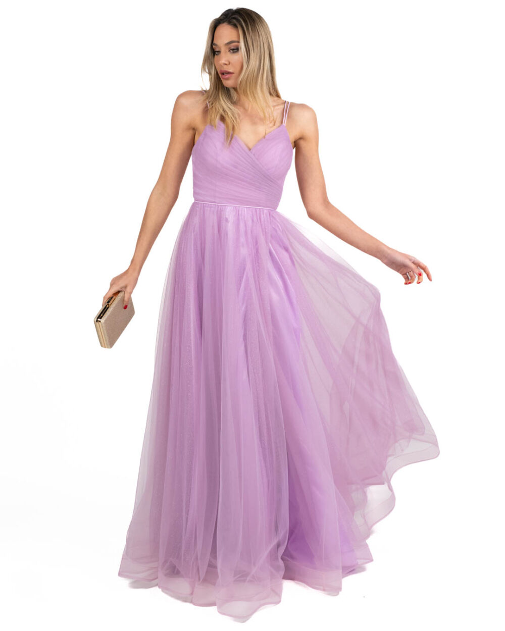 Berti Mode Collection - Abito lungo in tulle e glitter rosa - immagine 5