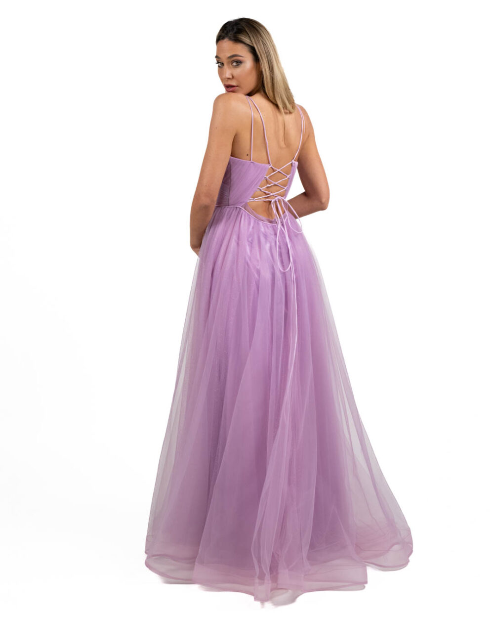 Berti Mode Collection - Abito lungo in tulle e glitter rosa - immagine 3