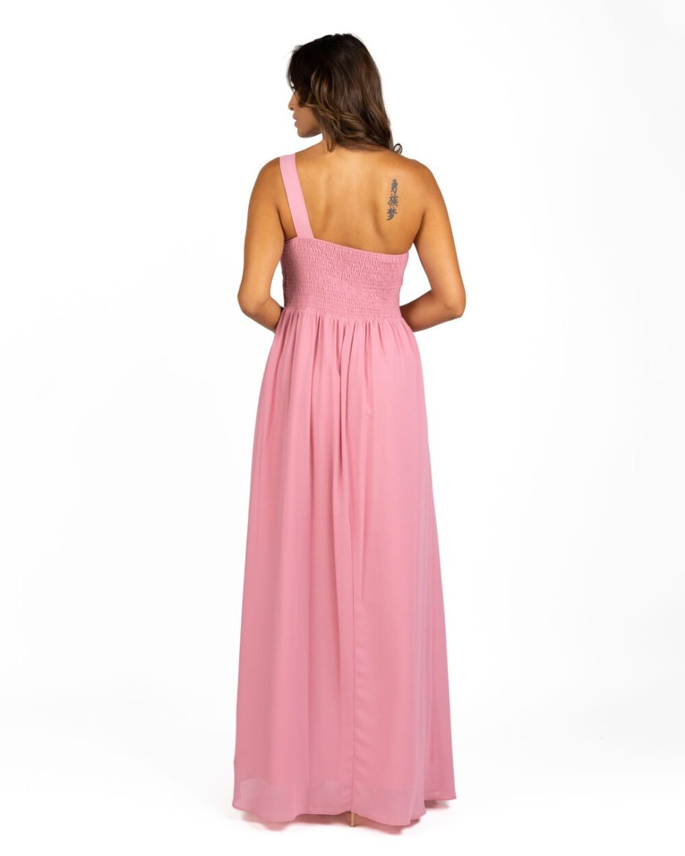 Berti Mode Collection - Abito monospalla chiffon rosa - immagine 3
