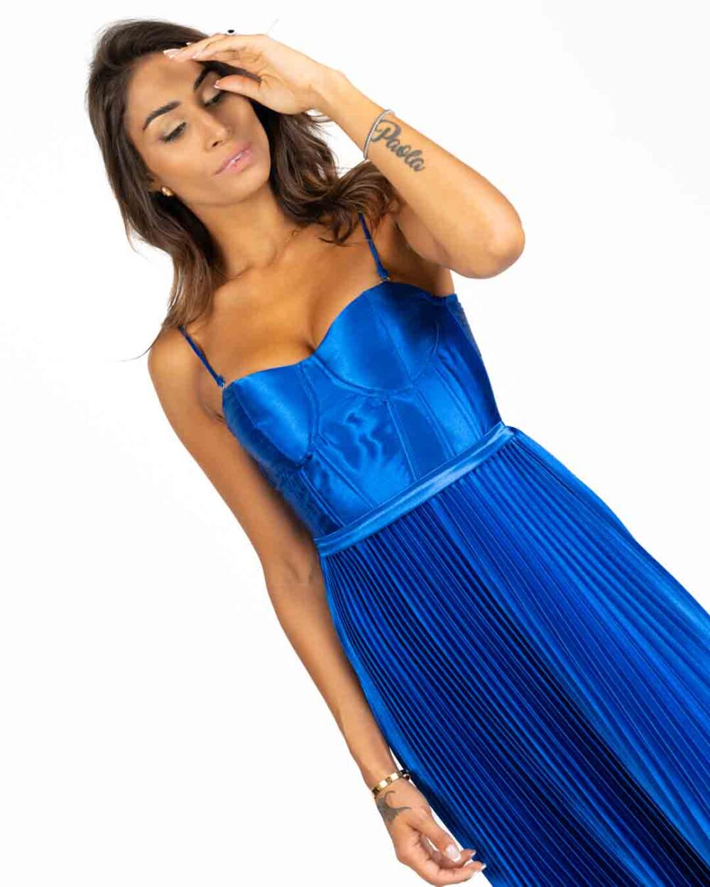Berti Mode Collection - Abito in raso blu - immagine 2