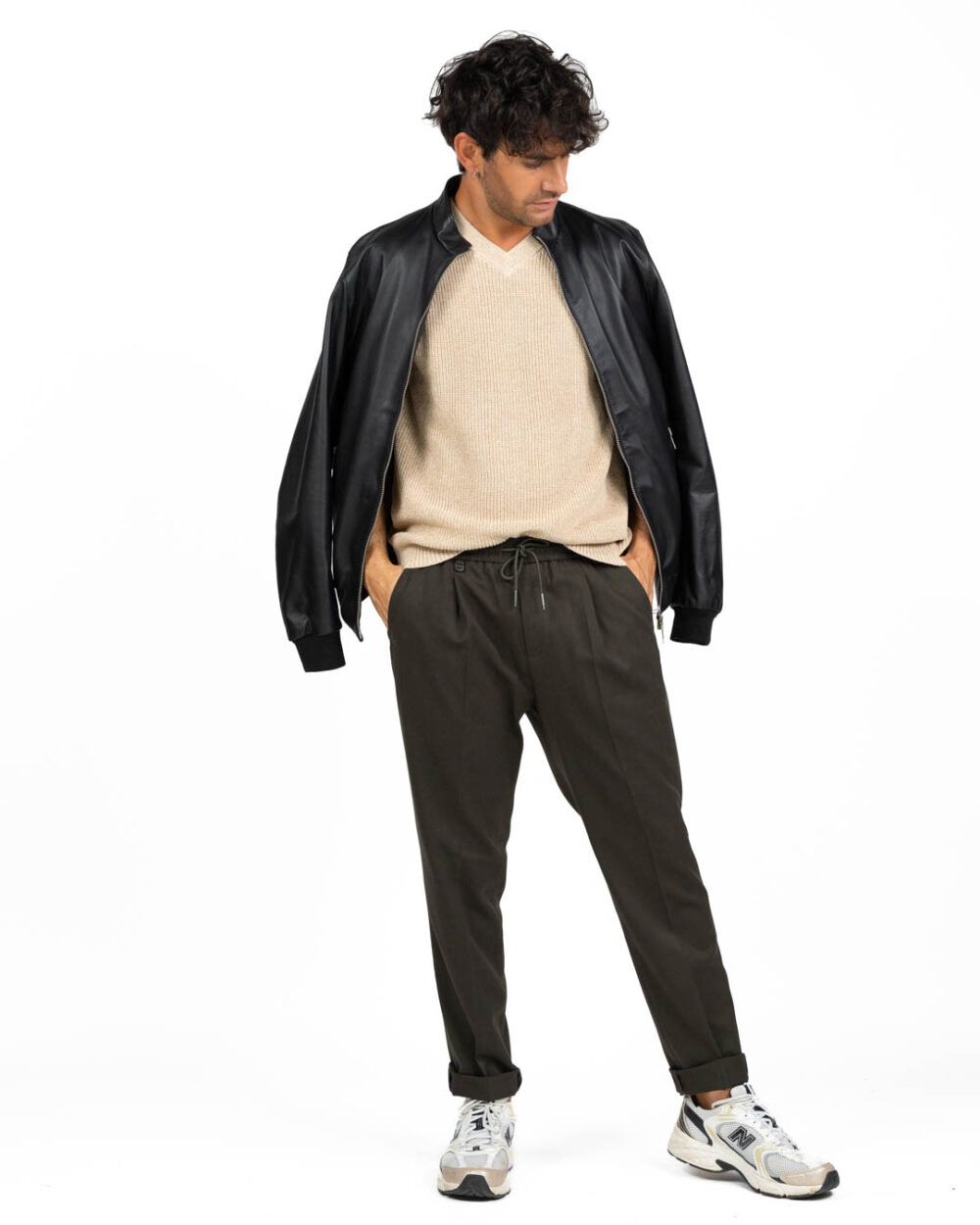 Berti Mode Collection - Giubbotto bomber in pelle vera nero - immagine 5