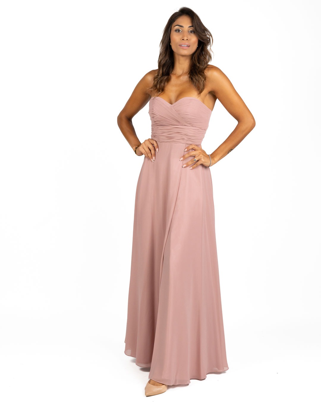 Berti Mode Collection - Abito lungo senza spalline rosa