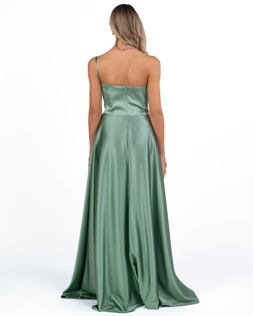 Berti Mode Collection - Abito in raso con applicazione verde salvia - immagine 3