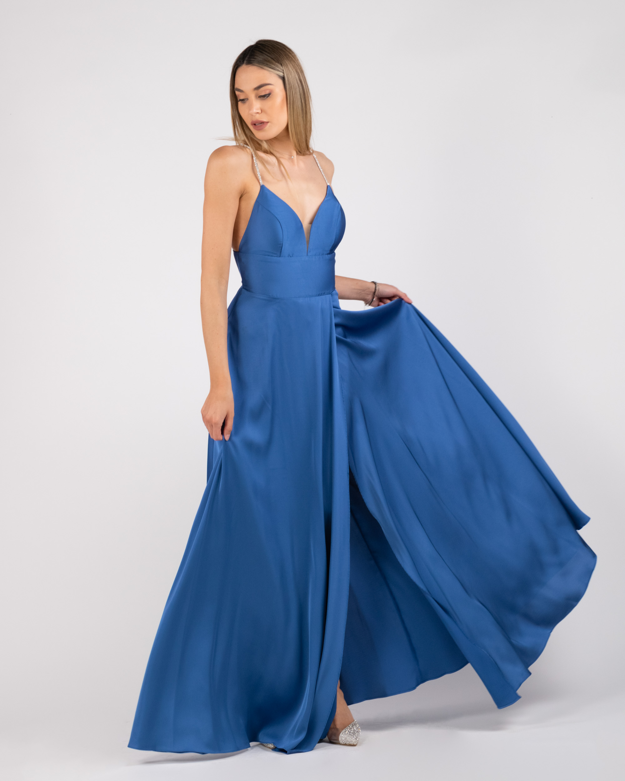 Berti Mode Collection - Abito blu con spallina gioiello